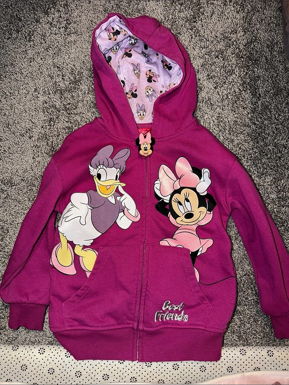 Disney Junior Minnie Mouse and Daisy Duck Best Friends Zip-Up Hoodie Pink